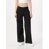Womens high-waisted and wide-leg twill trousers black