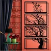 WallXpert metalni zidni ukras 5498, drvo u 4 vertikalno složena panela, 60 x 120 cm, crni