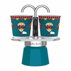 BIALETTI Bialetti Mini Express Zimska Pravljica 2TZ kavni aparat s 2 keramičnimi skodelicami, turkizna barva