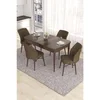 Hanah Home trpezarijski set Eva, sto na razvlačenje i 4 stolice, ploča u dekoru drveta Baroque, braon tkanina Babyface