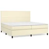 Vidaxl Box spring postelja z vzmetnico krem 200x200 cm umetno usnje