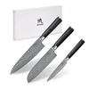 shumee Shiori 3-Set ? Kuri Muro + Santoku + Sifu - komplet treh nožev iz damaščanskega jekla