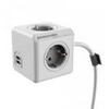 Allocacoc PowerCube Ext.USB 4xSchuco+2USB-5V/2.1A,1.5m, siva, 1402GY/DEEUPC