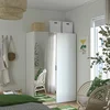 PLATSA Garderober s 2 vrata, bela STRAUMEN staklo ogledala/FONNES bela, 120x57x181 cm