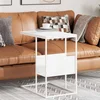vidaXL Stranska mizica bela 55x36x59,5 cm inženirski les