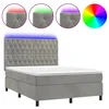 Krevet box spring s madracem LED svjetlosivi 140x190 cm baršun