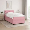 vidaXL Postelja boxspring z vzmetnico Roza 120 x 190 cm Žamet