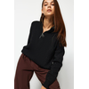 Trendyol Black Soft Textured Zippered Knitwear Sweater