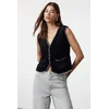 Trendyol Black Slim Feather Vest