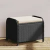 Vidaxl Vrtni stolček z blazino črn 58x46x46 cm poli ratan
