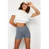 Trendyol White 2-Layer Reflector Print Detailed Crop Knitted Sports T-Shirt