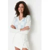 Trendyol Ecru Crop Soft Textured Patterned Knitwear Sweater