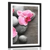 Plakat s paspartujem elegantna kompozicija s cvetovi orhideje - 30x45 no frame