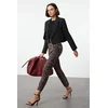 Trendyol Multi-Colored Cigarette Pattern Leopard/Animal Pattern High Waist Ankle Length Woven Trousers