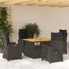 5-dijelni vrtni blagovaonski set s jastucima od poliratana crni
