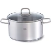 Visoka casserole kozica VISEO, 24 cm, srebrna, iz nerjavečega jekla, Fissler