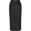 Womens midi denim skirt black washed
