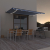 vidaXL Ročno zložljiva tenda z LED lučmi 500x300 cm modra in bela