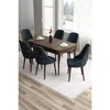 Hanah Home trpezarijski set Tia, sto i 6 stolica, ploča u dekoru drveta Baroque, antracit tkanina Babyface