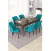 Hanah Home Set Trpezarijski sto i 6 stolica Nef, Tirkizno-braon