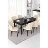 Hanah Home Set Trpezarijski sto i 6 stolica Nef, Krem-crni