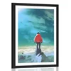 Plakat s paspartujem moški na vrhu gore - 40x60 no frame