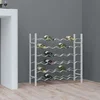 Vidaxl Stojalo za vino za 36 steklenic bela kovina