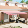 Skrovita tenda Crvena i bijela 500 × 350 cm Poliester i čelik