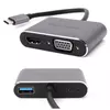 3G (85420) adapter TIP C (muški) na HDMI (ženski) + VGA (ženski) + USB 3.0 (ženski) sivi