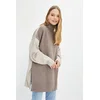 Trendyol Brown Color Block Turtleneck Long Knitwear Sweater