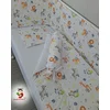 Bubamara037 Set posteljine za krevetac sa ravnom ogradicom Životinje, Beli