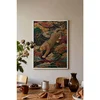 WallXpert uramljena slika 115247, leopard u skoku među šarenim oblacima i planinama, 30 x 40 cm, beli ram