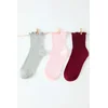 Trendyol Claret Red-Powder-Grey 3-Pack Cotton Elastic Mouth Lettuce Detailed Knitted Socks