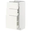 METOD / MAXIMERA Podni element s 3 fioke, bela/Vallstena bela, 40x37 cm