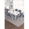 Hanah Home Set Trpezarijski sto i 6 stolica Eva, Sivo-beli