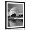 Plakat s paspartujem futuristična dežela v črnobeli varianti - 40x60 silver