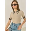 Bianco Lucci Ženska bluza na kratke rukave 2470 60284047, Polo neck, Bež