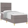 Vidaxl Postelja z vzmetnico z vzglavjem Taupe 100 x 200 cm blago