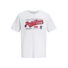 JACK & JONES Majica temno modra / brusnica / bela