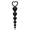 SuperLove Beaded Butt Plug with Easy Pull Ring Silicone Black