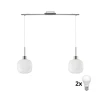 LED luster na sajli HARMA 2xE27/60W/230V mat hrom/bela