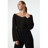 Trendyol Gold Carmen Collar Sparkly Knitted Bodysuit