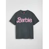 Sinsay - Pamučna majica sa dekorativnim nitnama Barbie - tamno siva
