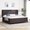 vidaXL vidaXL Postelja z vzmetnico v temno rjavi barvi, 200x200 cm tkanina, (22052877)