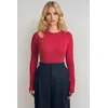 Trend Alacati Stili Ženska bluza dugih rukava Alc-X13331, Okrugli izrez, Crvena
