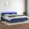 Vidaxl Box spring postelja z vzmetnico LED modra 200x200 cm blago