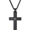 Muška Ogrlica s Križem VQ-38806 - Crna / Srebrna / 60cm KP38806