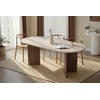 HANAH HOME Trpezarijski sto Sabella Travertine Venezia Walnut