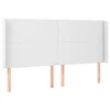 Vidaxl Vzglavje z ušesi belo 203x23x118/128 cm umetno usnje
