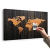 Slika na pluti oranžen zemljevid sveta na lesu - 90x60 wooden